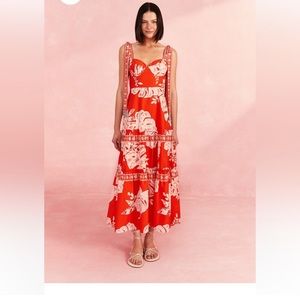 FARM Rio Lace Monsteras Midi Dress xl NWT